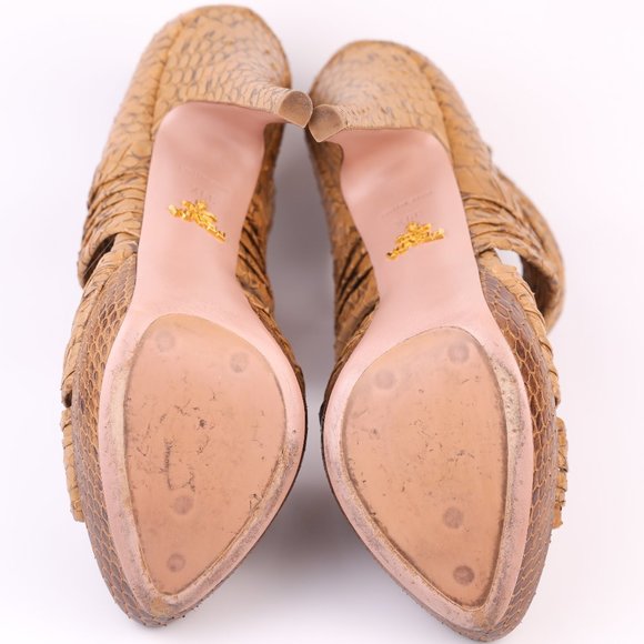 PRADA Brown Snakeskin Open-Toe Crossover Sandals Retail $1095 Size 9.5 - Picture 4 of 5